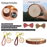 SENMUT Wood Slices 30 Pcs 3.5-4.0 inch Natural Rounds Unfinished Wooden Circles Christmas Wood Ornaments for Crafts Wood Kit Predrilled with Hole Wood Coasters Craft Supplies for DIY and Painting SENMUT