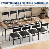 Garvee 5 Piece Dining Table Set, Wooden Kitchen Table Set with 4 PU Upholstered Chair, Industrial Metal Frame Dinette Set for Dining Room, Home Dinner, Party, Apartment, Studio, Black Garvee