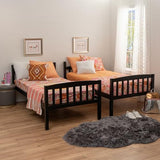 Linon Howell Black Solid Wooden Twin Over Twin Bunk Bed with Ladder Linon