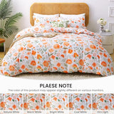 Mooreeke Floral Duvet Cover Queen Size, 3 Piece Orange Flower Duvet Cover Set with Zipper Closure, Soft & Breathable Microfiber Botanical Patterns Bedding Set with 4 Corner Ties and 2 Pillow Shams Mooreeke
