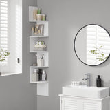 VASAGLE Corner Shelf Wall Mount, 5-Tier Floating Corner Bookshelf, Plant Shelf for Bedroom, Living Room, Bathroom, Home Office, Cloud White VASAGLE