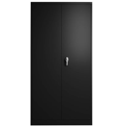 Metal Storage Cabinet,Steel Storage Cabinet with 2 Doors and 4 Adjustable Shelves,Black Metal Cabinet with Lock,72" Tall Steel - WoodArtSupply