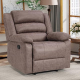 ANJ Manual Recliner Chair for Adults, Faux Leather Reclining Chair with Padded Arms and Overstuffed Backrest, Single Recliner Sofa for Living Room, Coffee Brown