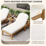 KLMM Outdoor Chaise Lounge Set of 2,Acacia Wood Patio Recliner with Arched Backrest, 5-Position Adjustable Backrest,for Poolside, Backyard, Deck & Lawn (Light Teak-lc)