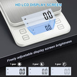 22lb Rechargeable Stainless Steel Scale, Diyife Large Kitchen Food Scale with 0.1g/0.001oz High Precision, LCD Display, 10 Unit, Waterproof IPX67, Washable, Hangable, for Baking, Cooking, White