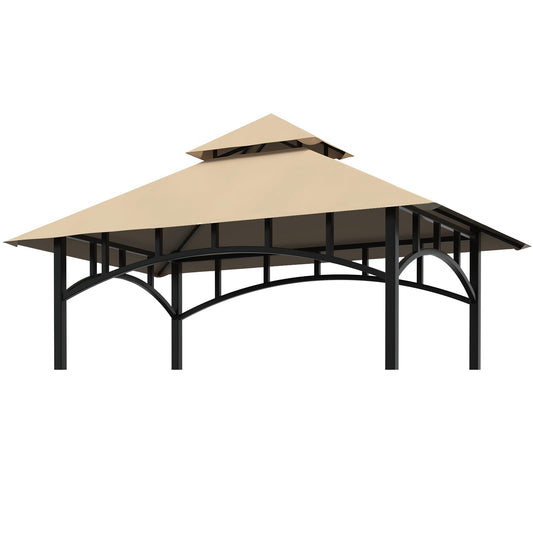 Grill Gazebo Canopy Replacement Cover, 5'x8' Double Tiered BBQ Roof Top, BBQ Gazebo Cover Grill Shelter for Garden Patio Yard Outdoor (Khaki) - WoodArtSupply