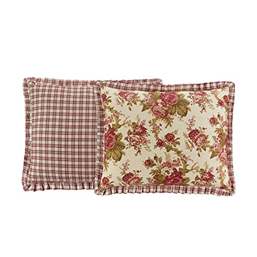 Waverly Norfolk 4-Piece 100% Cotton Comforter Set - King Red Floral Prints, with 2 Shams & 1 Bedskirt Waverly