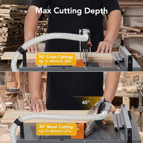 Towllmark Table Saw for Jobsite, 8.5 inch Table Saw Cutting Speed up to 5000RPM，2000W,15A, 98% Vacuuming Rate, Compact Tablesaw with Low Noise for Towallmark