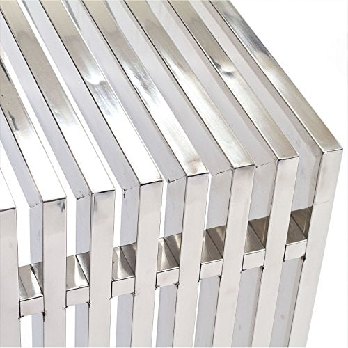 Modway Gridiron Contemporary Modern Stainless Steel Console Table, Silver Modway