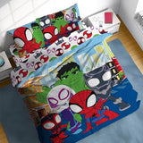 Sunny Side Up Marvel Spidey & His Amazing Friends Full Comforter Set - 7 Piece Kids Bedding Includes Comforter, Sheets & Pillow Cover - Super Soft Superheroes Microfiber Bed Set Sunny Side Up
