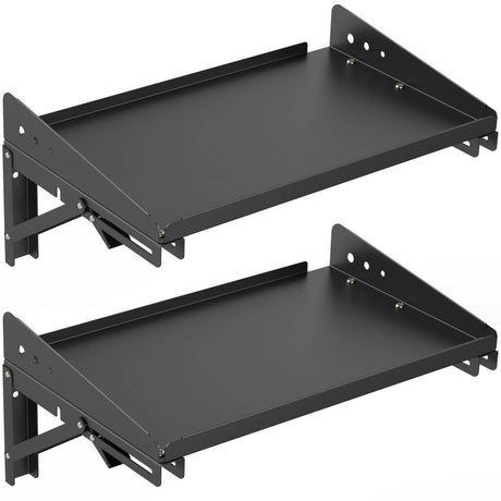 ULIBERMAGNET Garage Folding Storage Rack Shelves,100LB Metal Wall Mounted Adjustable Rail Shelf for Garage,Power Tools,Toolbox,Storage Shelves with Lip for Workshop Kitchen Office (2 Pack) ULIBERMAGNET