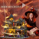 Mostop DIY Miniature House Kit: 3D Wooden Puzzle for Adults Miniature Kit, Magic Castle Tiny Model Dollhouse Kit with LED Light, Mini House Building for Adults & Teens, Creative Crafts for Women