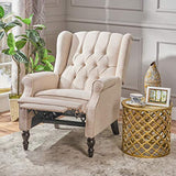 CHRISTOPHER KNIGHT HOME GDF Studio Elizabeth Tufted Fabric Recliner, Vintage Reclining Reading Armchair, Light Beige GDFStudio
