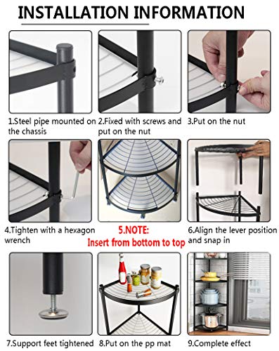 MAGCOLOR 5-Tier Kitchen Corner Shelf Rack, Free Standing Pot Rack for Organizer Stainless Steel Cookware Stand MAGCOLOR