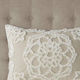 Madison Park Laetitia Lightweight 100% Cotton Quilt Set, Breathable Chenille Tufted, Shabby Chic Boho Medallion Design, Sham, Floral Taupe w/ Tassels, Full/Queen-2 Piece Madison Park