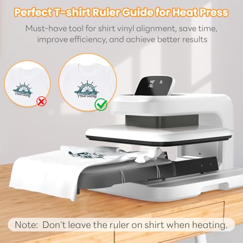 HTVRONT Tshirt Ruler Guide for Vinyl Alignment - Transparent PVC Tshirt Measurement Tool for Heat Press in HTV Vinyl, All-in-ONE T Shirt Ruler to Center Design and Craft Sewing HTVRONT