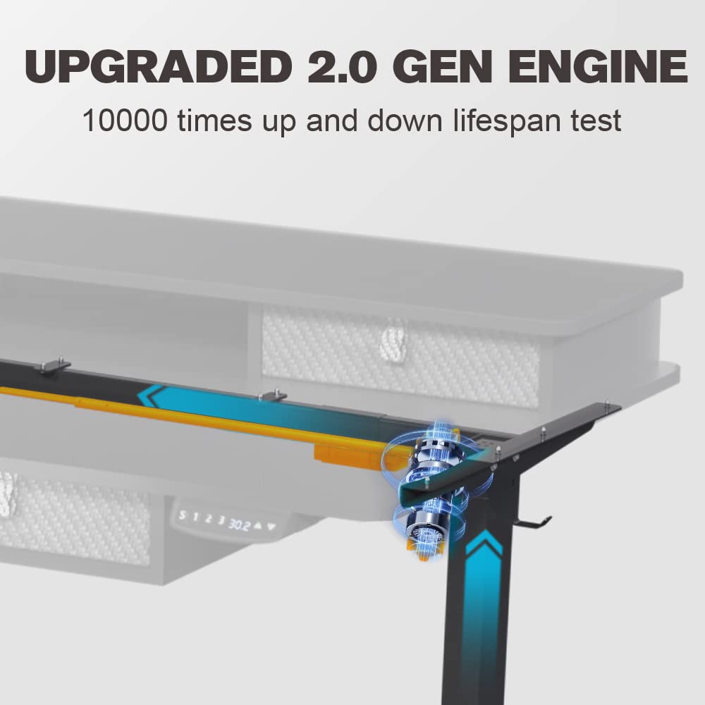 ExaDesk 55 * 30 Inches Electric Standing Widened Desk Adjustable Height with 4 Drawers, Double Storage Shelves Stand Up Desk, Home Office Workstation ExaDesk