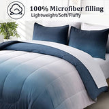 Anibedding Blue Comforter Set Queen - 7 Pieces Ombre Blue White Microfiber Bedding Set - All Season Down Alternative Light Ocean Sea Abstract Bed in a Bag for All Season (90" x90") Anibedding