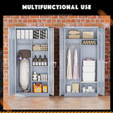 Greenvelly Metal Wardrobe Closet with Doors and Hanging Rod, 72” Lockable Steel Storage Wardrobe Bedroom Storage Cabinet, Clothes Closet for Home, Office and Bedroom, School,Gym(Dark Gray) Greenvelly