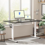 FLEXISPOT EN1 One Piece Standing Desk, 48 x 24 Inch Desktop Electric Adjustable Height Desk Home Office Computer Workstation Sit Stand up Desk (White Frame + Black Top, 2 Packages) FLEXISPOT