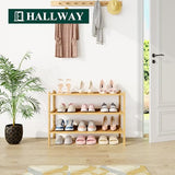Smiry Bamboo Shoe Rack, 3 Tier Shoe Organizer for Entryway & Closet, Stackable Free Standing Storage Shelf for Shoes, Bags & Plants, Natural Smiry