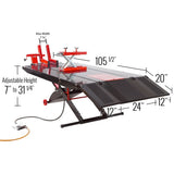 Black Widow Extra-Wide Pneumatic ProLift Motorcycle Scissor Lift Table 1,500 lb. Maximum Capacity with 31.25" Maximum Lift Height Black Widow