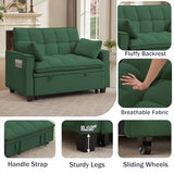 Portaforta Sleeper Sofa with Pull Out Couch Bed, 48" Convertible Pull-Out Sofa Bed Chair, 3-in-1 Futon Couch with Reclining Backrest and Side Pockets for Living Room Bedroom Apartment, Green Portaforta