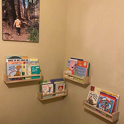 Burlywood Floating Shelves Set of 4 - 15.7 Inch Versatile Kids Bookshelf for Home Décor Gneric