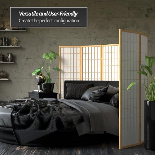 Red Lantern 5 ft. Tall Window Pane Shoji Screen - Natural - 3 Panels Red Lantern