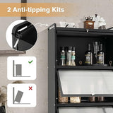 Giantex 5-Tier Freestanding Kitchen Storage Cabinet with Mobile Design and Flip-Up Doors, Black Giantex