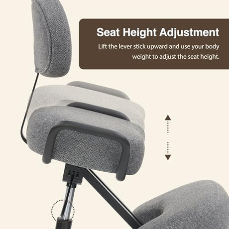DR.LOMILOMI Ergonomic Kneeling Chair with Backrest, Improve Posture, Thick Cushions, Locking Wheels for Home & Office, AKONI 512 (Backrest Add-on, Dim Grey) DR.LOMILOMI