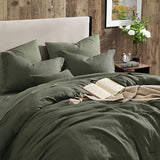 Geniospin California King Comforter Set - 7 Pieces Comforter King Size, Soft Solid Bedding Set for All Season, Textured Bed in a Bag with Sheets, Pillowcases & Shams (Dark Green,104''x96'') Geniospin