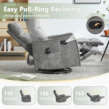 cinkehome Heated Massage Swivel Rocker Recliner Chair for Nursery - Small Space Reclining Chair with Lumbar Support, 360° Swivel & Gentle Rocking, Ergonomic High Back Chenille Fabric Gray