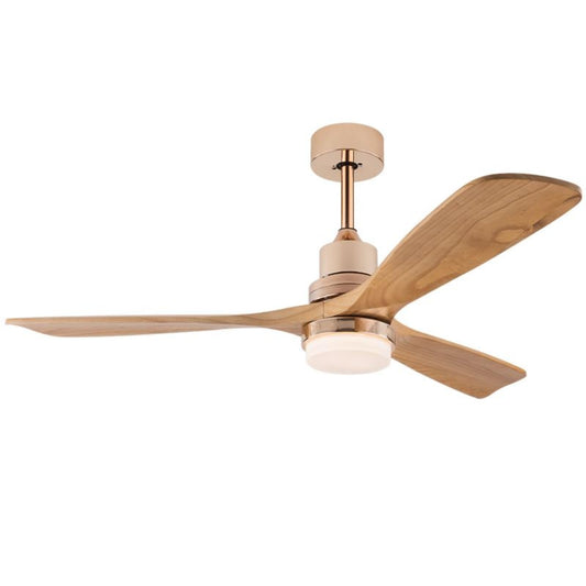 Modern Indoor Ceiling Fan with Light Remote Control, 3 Solid Wood Blades, 6 Speed DC Motor,22W Dual Color LED, Outdoor Ceiling Fan Chandelier for Living Room,Bedroom,Patio,Dining Room (Gold A,52inch)