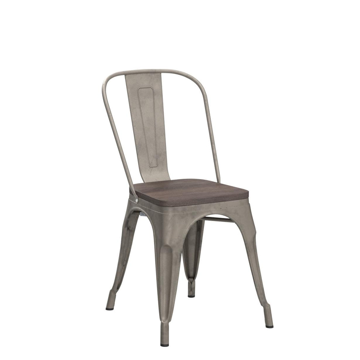 FDW Metal Dining Chairs Set of 4 Patio Chairs Furniture Indoor Outdoor Chairs Kitchen Metal Chairs Stackable Chair Tolix Side Bar Chairs Wooden Seat 18 Inch Seat Height Restaurant Chair FDW