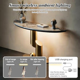 WOOOFA Modern Gold Console Table, Entryway Table with Smart Sensor Lights, Luxurious Marble Console Table, Sturdy and Easy to Clean, Sofa Table for Living Room, Hallway, Foyer, Bedroom WOOOFA