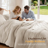 Shilucheng Waffle Cotton King Size Comforter Set - 3 Piece Bedding Set with Comforter and 2 Pillow Shams, Soft & Breathable All-Season Waffle Weave Comforter, Machine Washable, Beige Shilucheng
