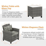 Shintenchi 3 Pieces Patio Furniture Set 3 Pieces PE Rattan Wicker Chairs with Table Outdoor Furniture for Backyard/Garden/Poolside/Outdoor Restaurant Gary Rattan with Gary Cushion Shintenchi