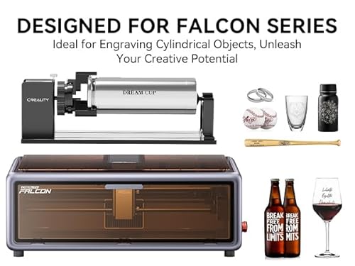 Creality Laser Rotary Roller Pro, 4-in-1 Y-axis Rotary Chuck for Creality Falcon Series Laser Engravers, Includes M6 Riser for Falcon A1, Multi-Function Rotary Kit with Goggles for Cylindrical Objects SainSmart