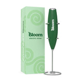 Bloom Nutrition Milk Frother, Hand Mixer, Electric, Handheld Drink Stirrer, Frothing Wand, Foam Maker for Coffee, Matcha, Protein, Greens, Stainless Steel, Battery Operated, Includes Whisk Stand Bloom Nutrition
