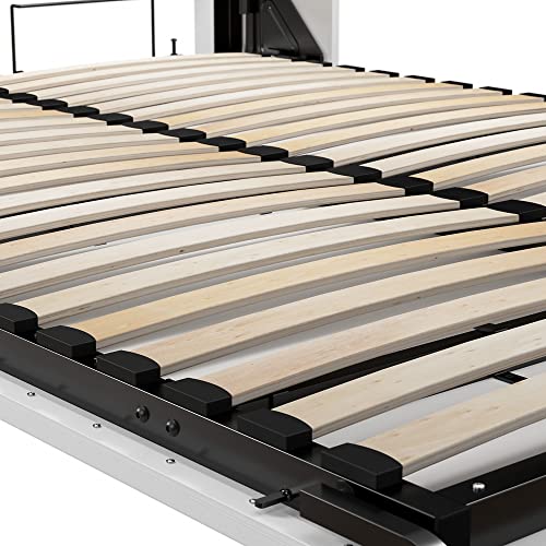 Bestar Pur Full Murphy Bed with Sofa and Shelving Units, 109-inch Space-Saving Wall Bed with Storage Bestar