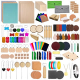 Leafcraft 218PCS Laser Engraving Material Explore Kit, 31 Kinds Laser Cutting Engraving Accessories Include Acrylic, Metal, Wood, Felt, PU Leather, Cork, Rock, Rubber for Engraver Machine DIY Crafting leafcraft