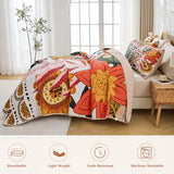 Pamnest Quilt Set Twin Size, Boho Floral 2 Pcs Soft Bed Cover Bedding Set, Mid Century Flowers Lightweight Bedspread Coverlet with Pillow Sham for All Season Pamnest
