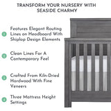 Evolur Belmar Flat 5-in-1 Convertible Crib in Rustic Grey, Features 3 Mattress Height Settings, Greenguard Gold Certified, Made of Kiln-Dried Hardwood Evolur