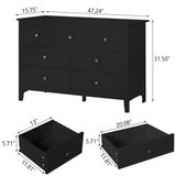 Vikiullf Black Dresser - Modern Dresser for Bedroom, Wooden 7 Drawer Dresser, Storage Cabinet for Bedroom,Living Room, Hallway, Entryway Vikiullf