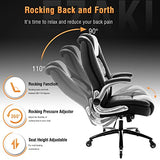 High Back Office Chair- Flip Arms Adjustable Built-in Lumbar Support, Executive Computer Desk Chair Work Chairs, Thick Padded Strong Metal Base Quiet Wheels, Ergonomic Design for Back Pain EZAKI