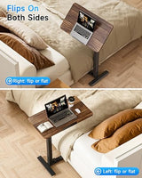 BIZUM Mobile Standing Desk Laptop Desk Pneumatic with Wheels 180° Tilt Top Hospital Bed Table Portable Rolling Cart Foldable Bedside Table for Hospital&Home Use, Walnut BIZUM