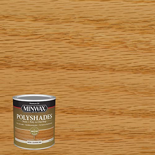 Minwax PolyShades Wood Stain + Polyurethane Finish – Quart, Classic Oak, Satin Minwax