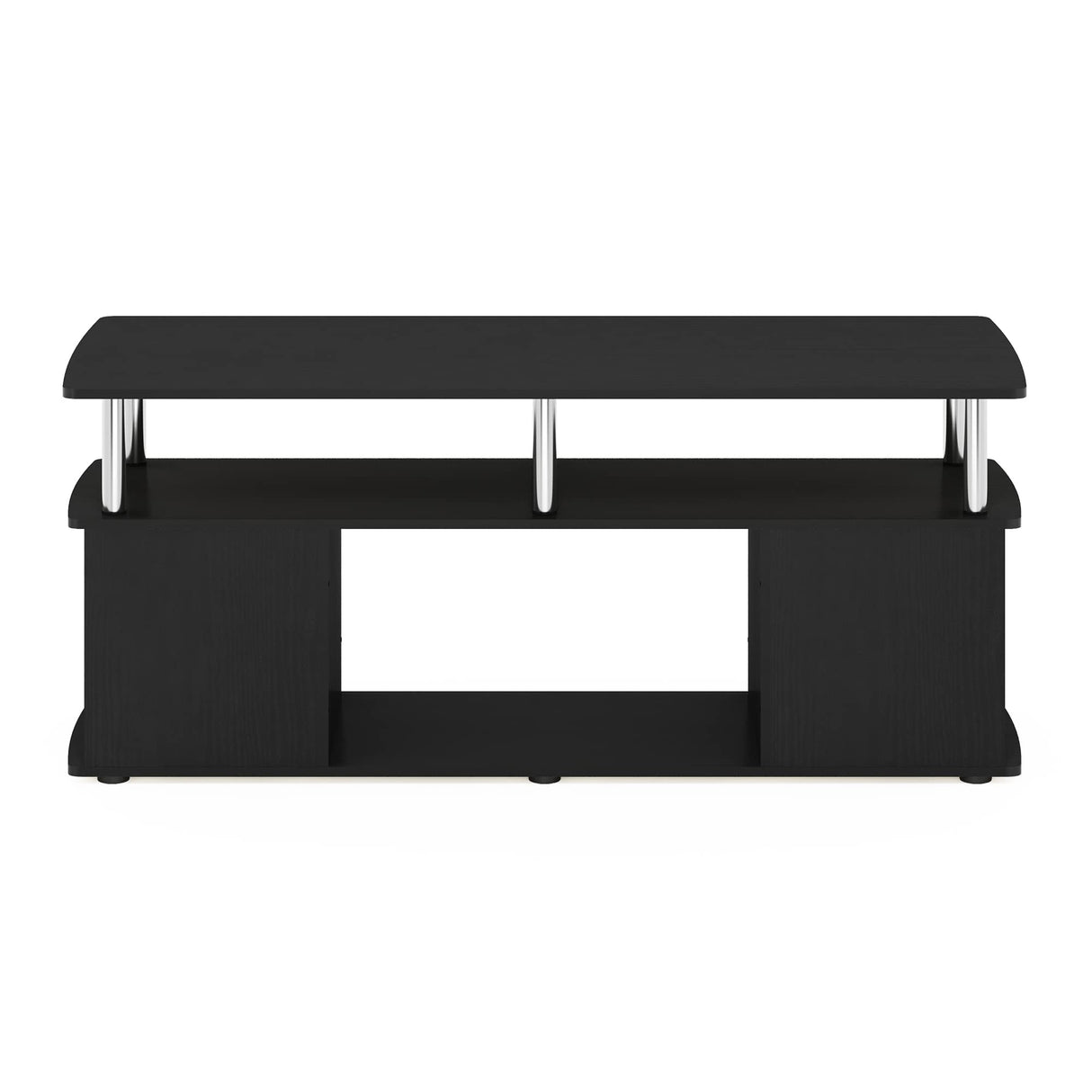 Furinno Jaya Coffee Table, Coffee Table with Storage Shelf, Center Table with Bottom Shelf, for Living Room, Dark Americano Furinno