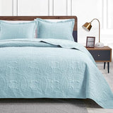 Love's cabin Twin Quilt Set Spa-Blue Bedspreads - Soft Bed Summer Lightweight Bedspread Comforter - Modern Style Coin Pattern Coverlet for All Season - 2 Pieces (1 Quilt, 1 Pillow Sham) Love's cabin